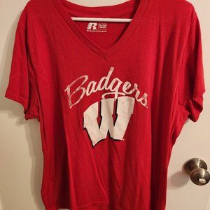 WISCONSIN BADGERS WOMEN'S V-NECK, SHORT-SLEEVED T-SHIRT